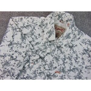 Rafter C Shirt Mens Small Gray Paisley ProFlex Performance Western Pearl Snaps